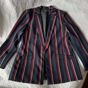 INC (Macys) Long line BLAZER in modern pin stripe, single front closure